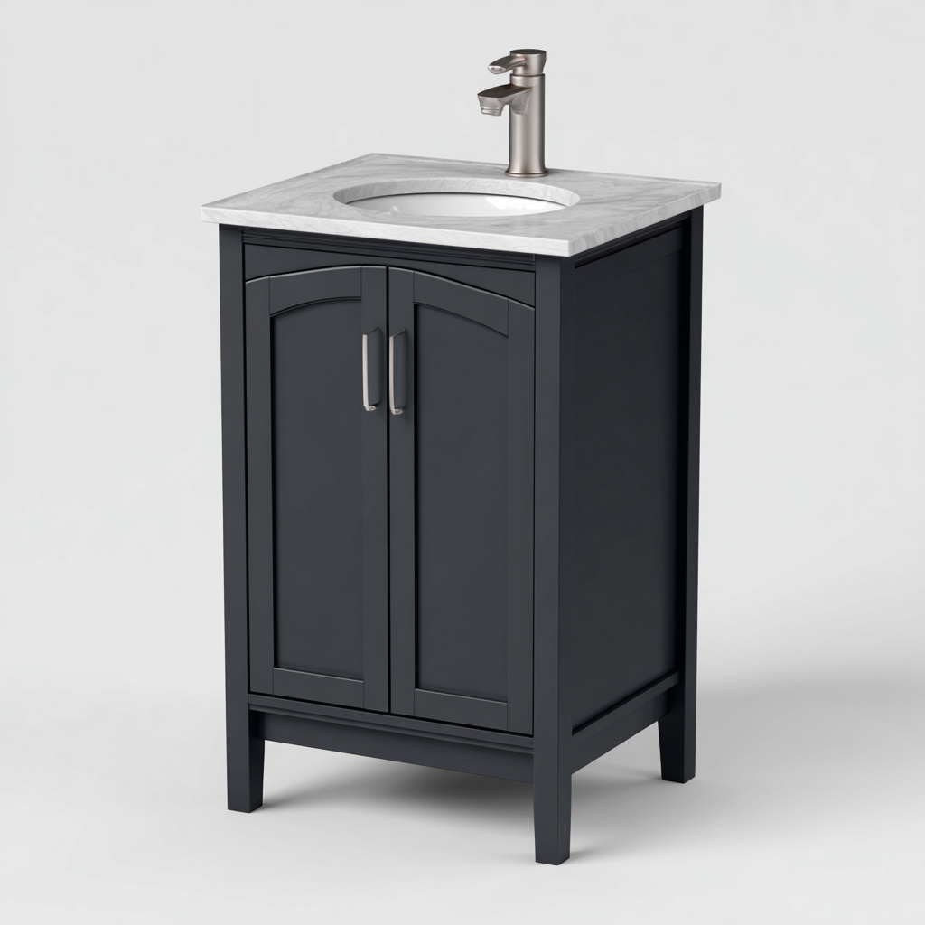 Mobile lavabo legno 46x41x88 cm - blu scuro - design classico-Livingvo