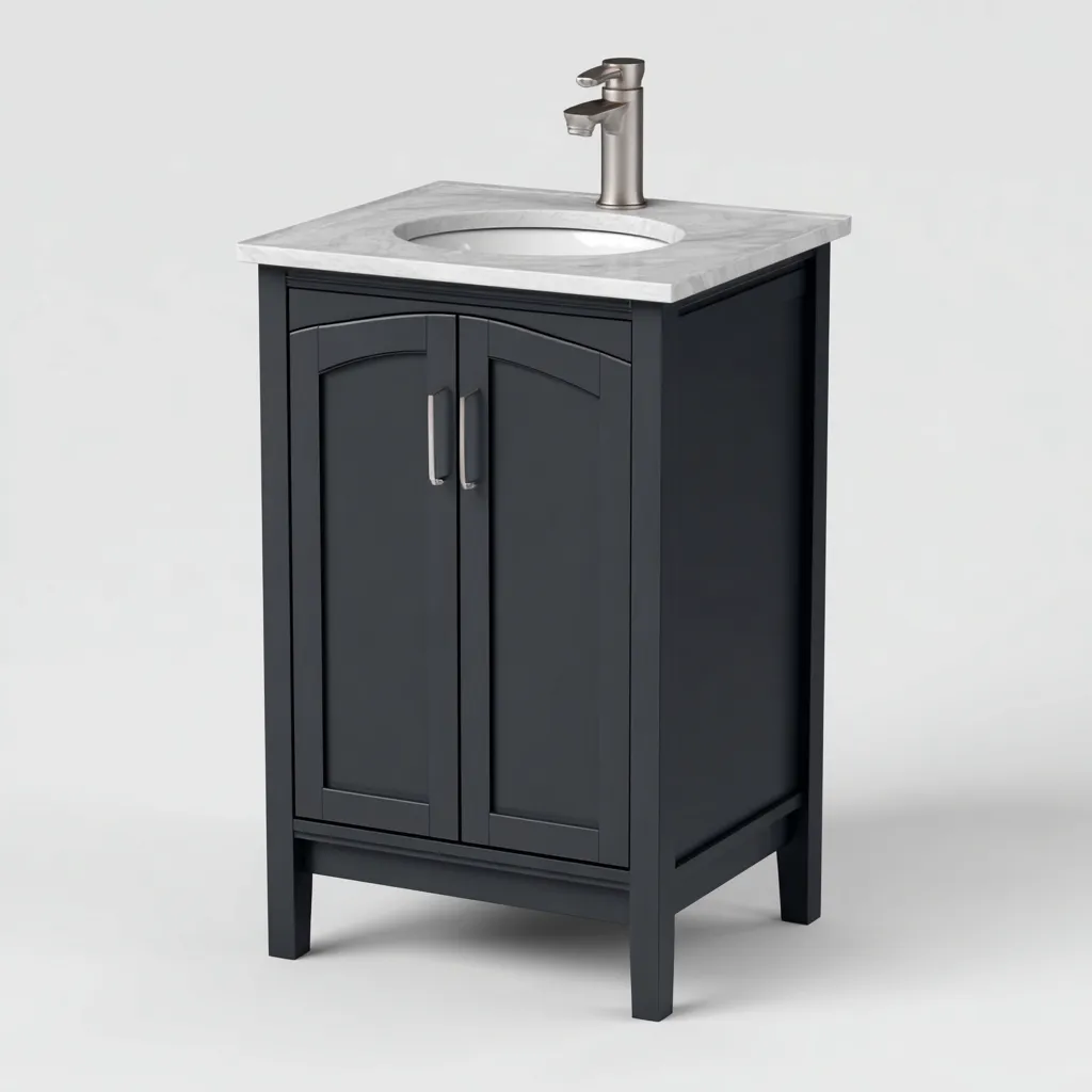 Mobile lavabo legno 46x41x88 cm - blu scuro - design classico-Livingvo