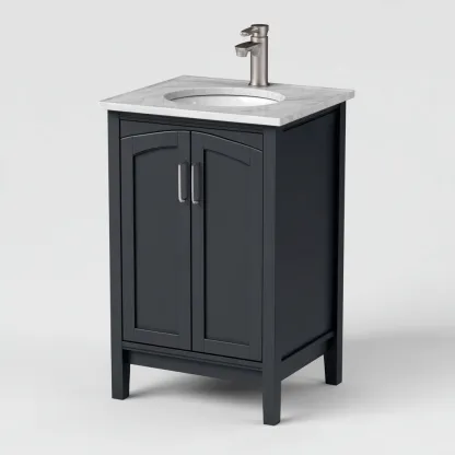 Mobile lavabo legno 46x41x88 cm - blu scuro - design classico-Livingvo