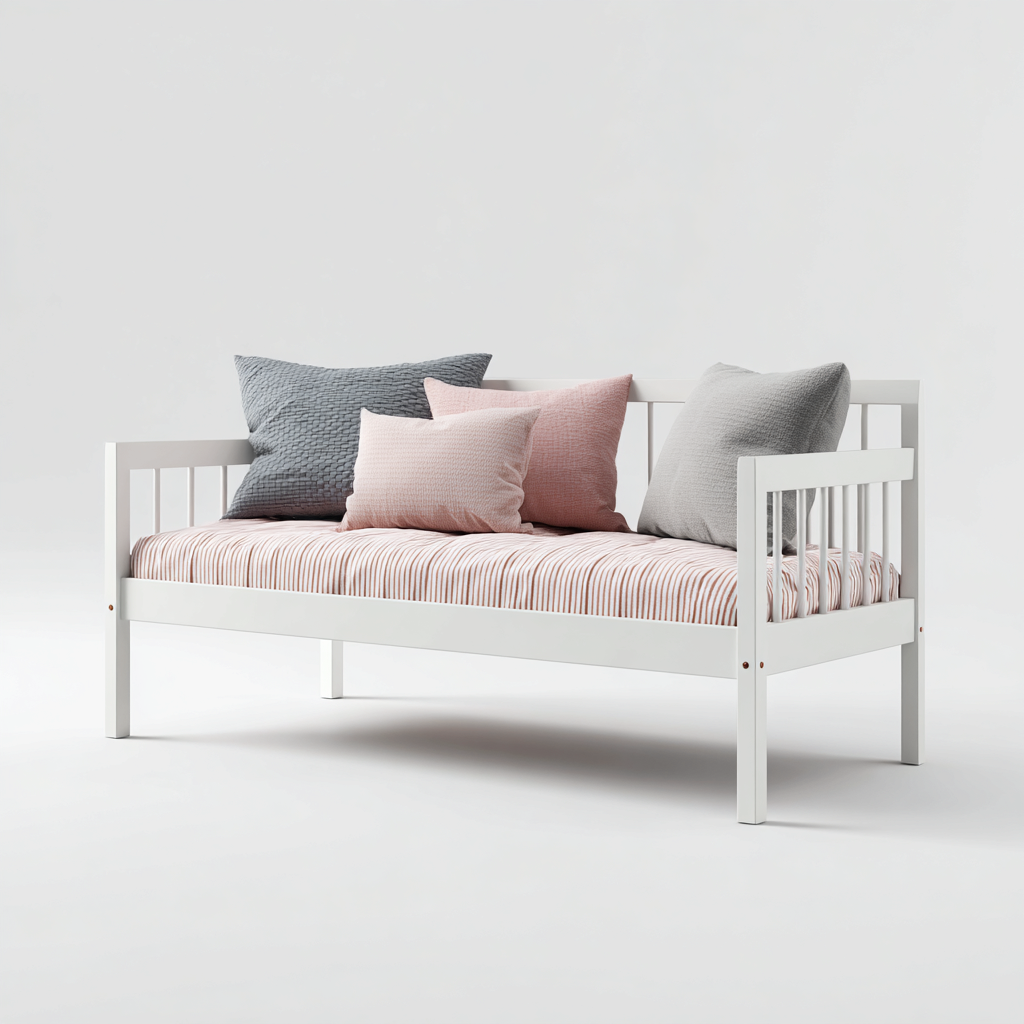 Divano letto-legno+tessuto-195x85x88 cm-bianco-Stile moderno-Livingvo