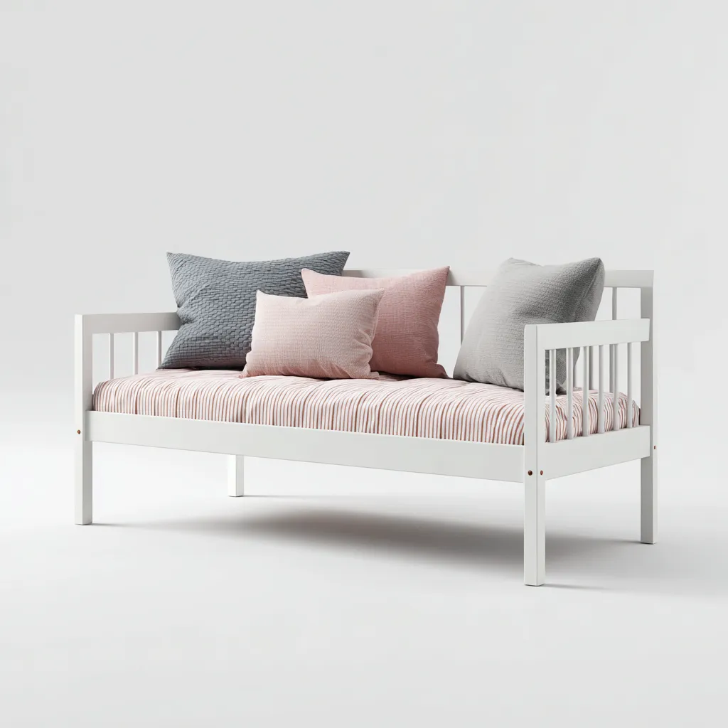 Divano letto-legno+tessuto-195x85x88 cm-bianco-Stile moderno-Livingvo