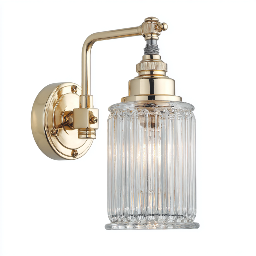 Applique metallo+vetro 26x14x32 cm - oro-trasparente - design classico-Livingvo