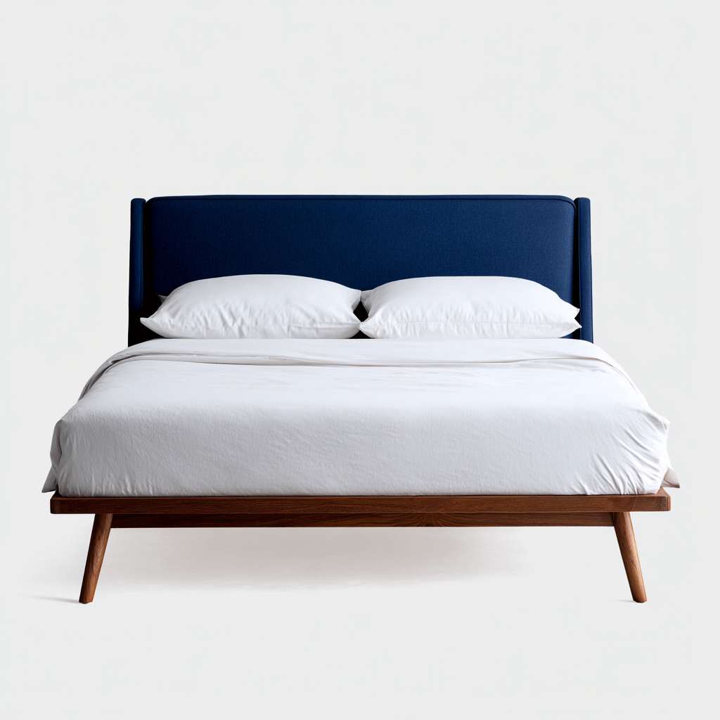 Letto matrimoniale legno-tessuto 210x160x108 cm - blu - design moderno-Livingvo