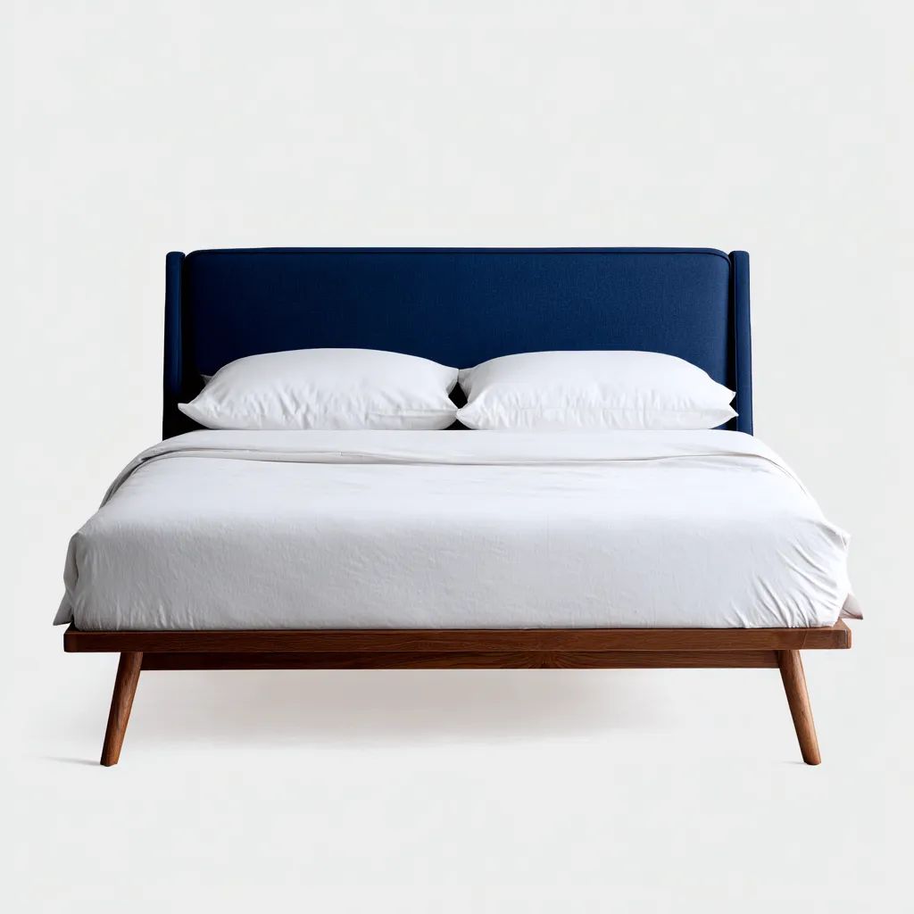 Letto matrimoniale legno-tessuto 210x160x108 cm - blu - design moderno-Livingvo