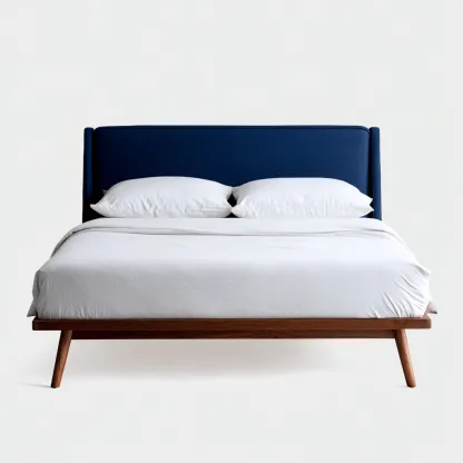 Letto matrimoniale legno-tessuto 210x160x108 cm - blu - design moderno-Livingvo