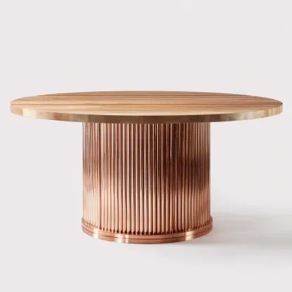 Tavolo da pranzo - legno-metallo - 160x160x75 cm - legno naturale-rame - uso interno - design moderno-Livingvo