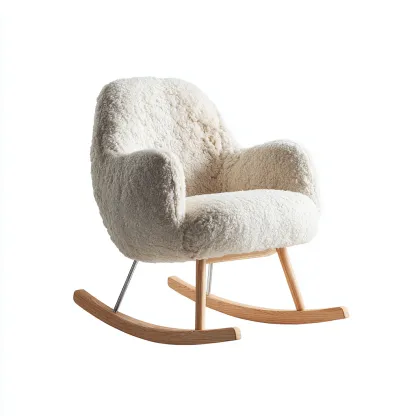 Sedia a dondolo tessuto 79x74x98 cm - beige - adatta al soggiorno - design moderno-Livingvo