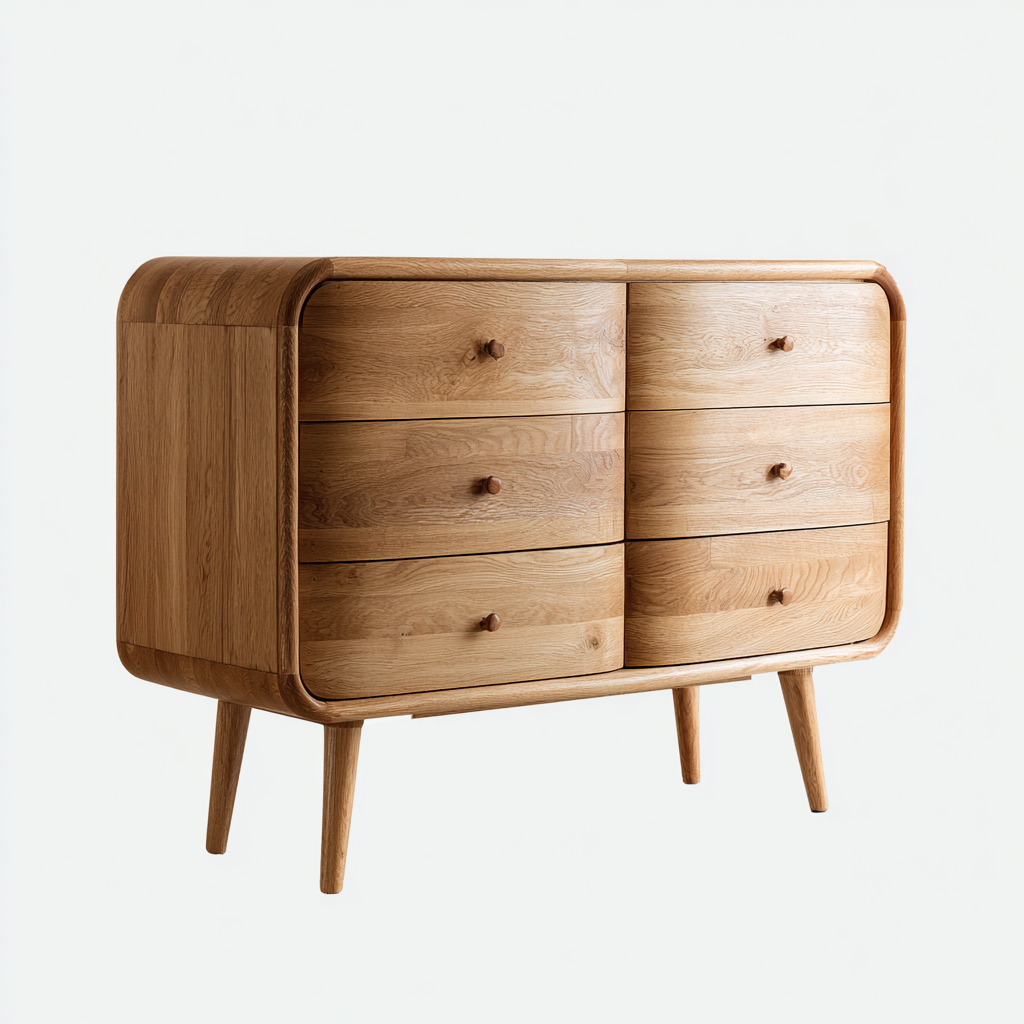 Cassettiera - legno massello - 118x45 cm - rovereNaturale - stile nordico-Livingvo