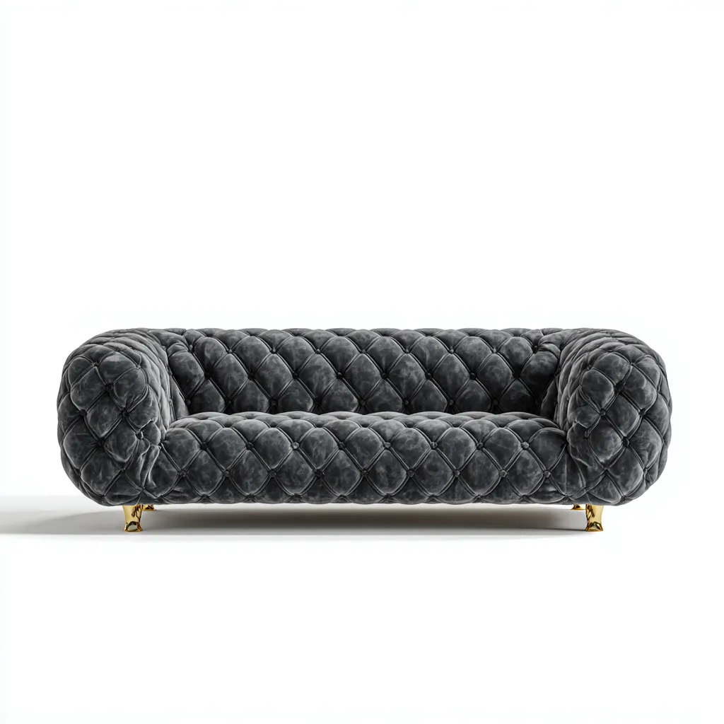 Divano lineare velluto 230x95x78 cm - grigio - adatto al soggiorno - design moderno-Livingvo