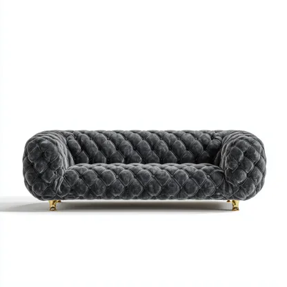 Divano lineare velluto 230x95x78 cm - grigio - adatto al soggiorno - design moderno-Livingvo