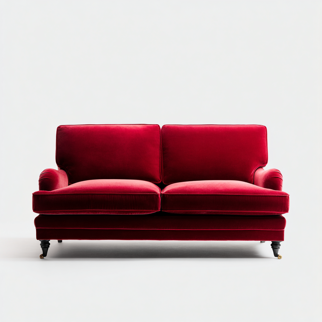 Divano lineare velluto 165x90x86 cm - rosso - adatto al soggiorno - design classico-Livingvo