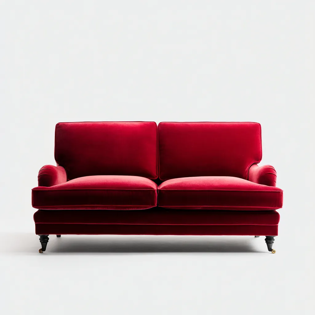 Divano lineare velluto 165x90x86 cm - rosso - adatto al soggiorno - design classico-Livingvo