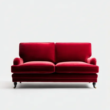 Divano lineare velluto 165x90x86 cm - rosso - adatto al soggiorno - design classico-Livingvo