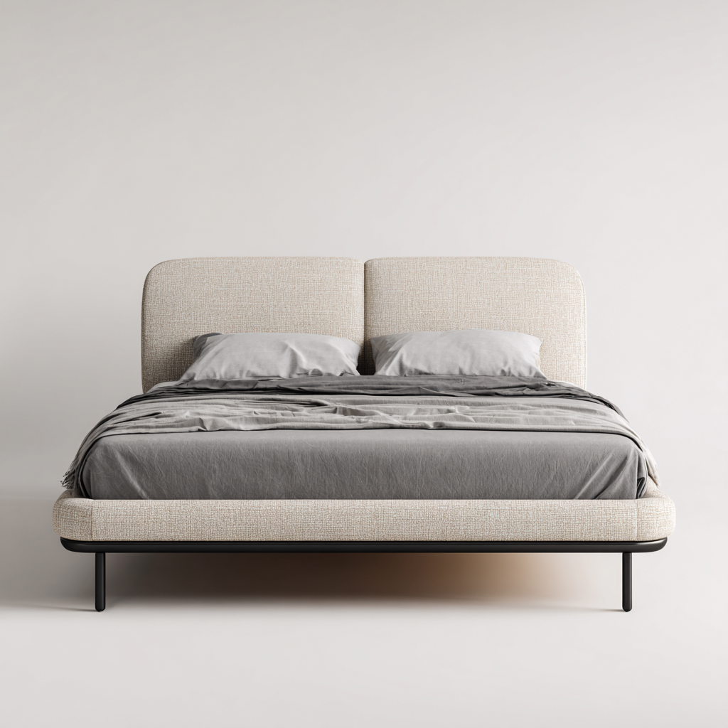 Letto matrimoniale-tessuto-210x162x95 cm-beige-Stile moderno-Livingvo