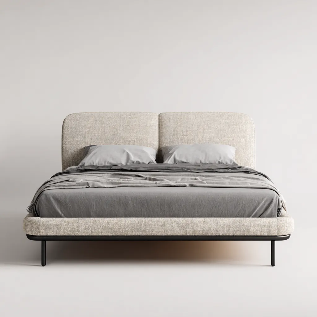 Letto matrimoniale-tessuto-210x162x95 cm-beige-Stile moderno-Livingvo