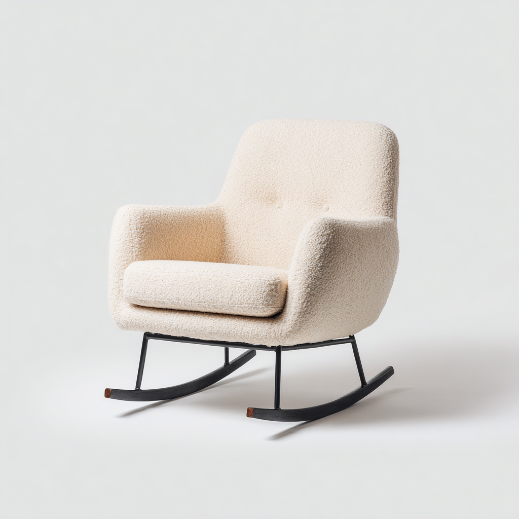 Sedia a dondolo tessuto 80x74x99 cm - beige - adatta al soggiorno - design moderno-Livingvo