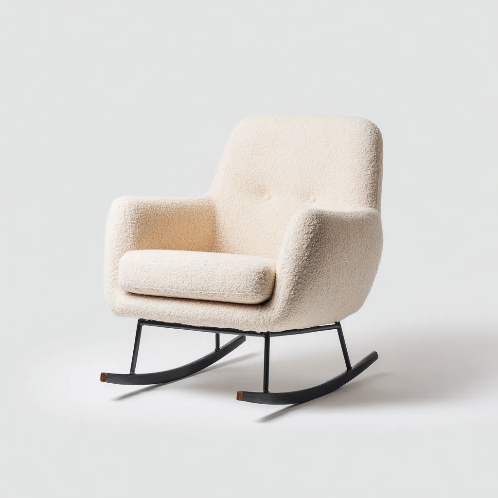 Sedia a dondolo tessuto 80x74x99 cm - beige - adatta al soggiorno - design moderno-Livingvo