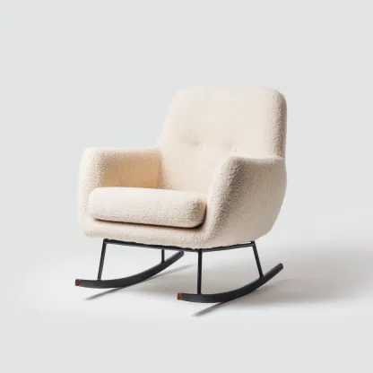 Sedia a dondolo tessuto 80x74x99 cm - beige - adatta al soggiorno - design moderno-Livingvo