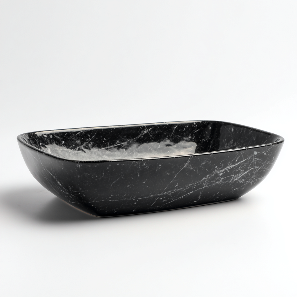 Lavabo marmo 60x35x12 cm nero - design moderno-Livingvo