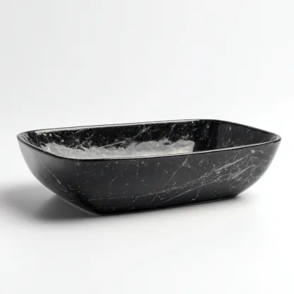 Lavabo marmo 60x35x12 cm nero - design moderno-Livingvo