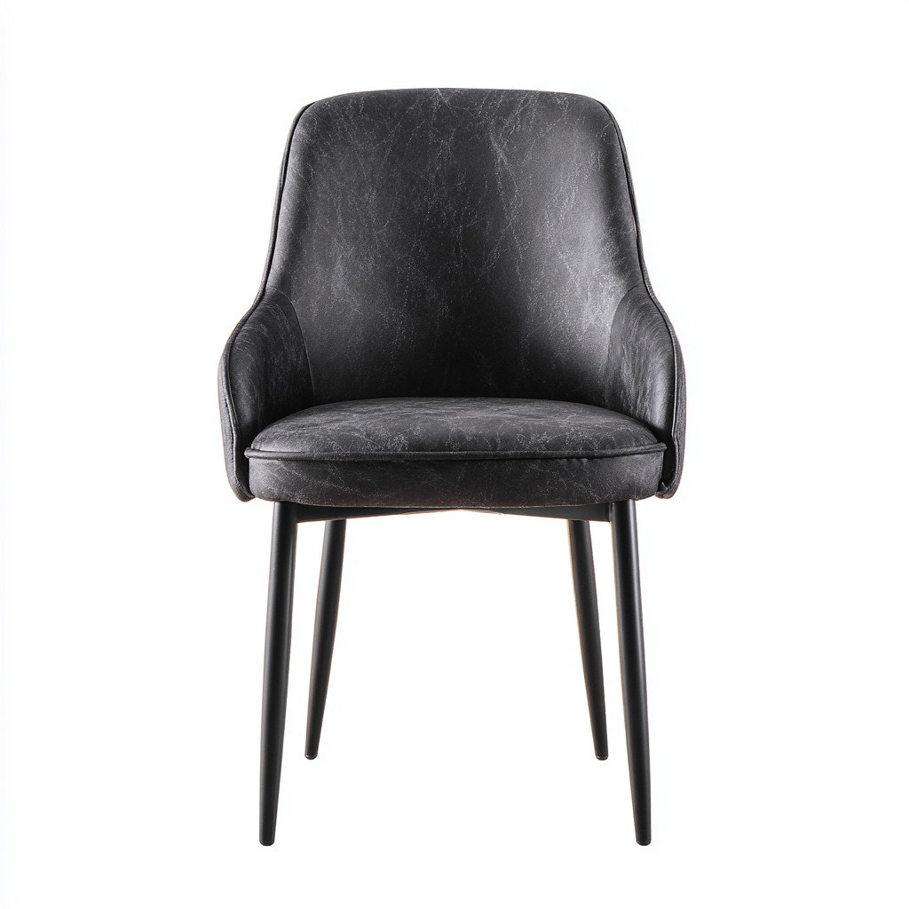 Sedia da pranzo - similpelle con gambe nere - 50x55x82 cm - nero - uso interno - design moderno-Livingvo
