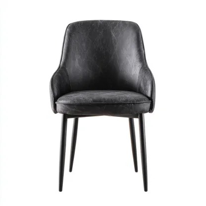 Sedia da pranzo - similpelle con gambe nere - 50x55x82 cm - nero - uso interno - design moderno-Livingvo