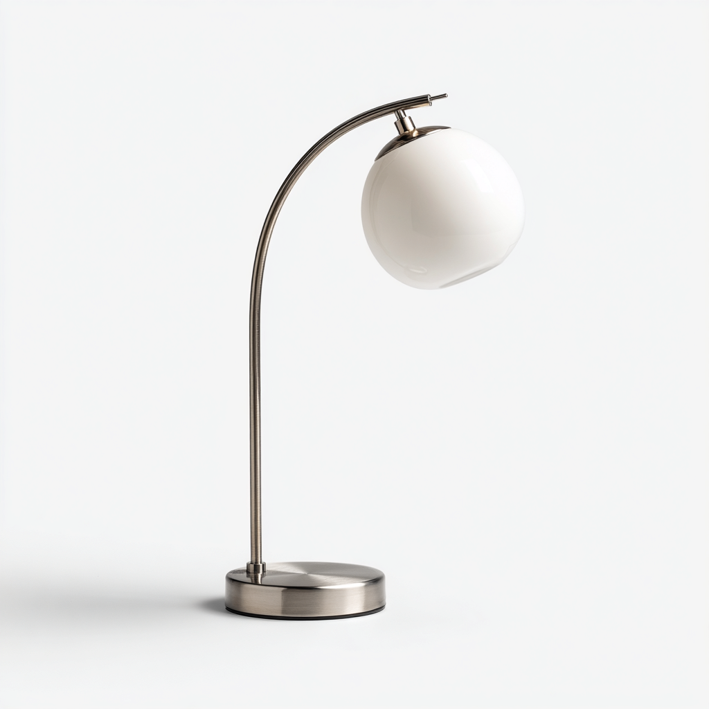 Lampada da tavolo MetalloVetro 28x18 cm - bianco-argento - design moderno-Livingvo