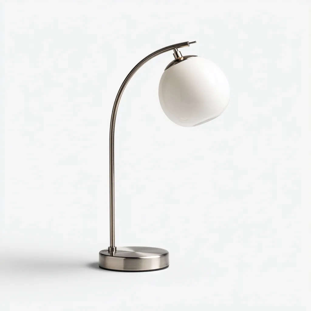 Lampada da tavolo MetalloVetro 28x18 cm - bianco-argento - design moderno-Livingvo