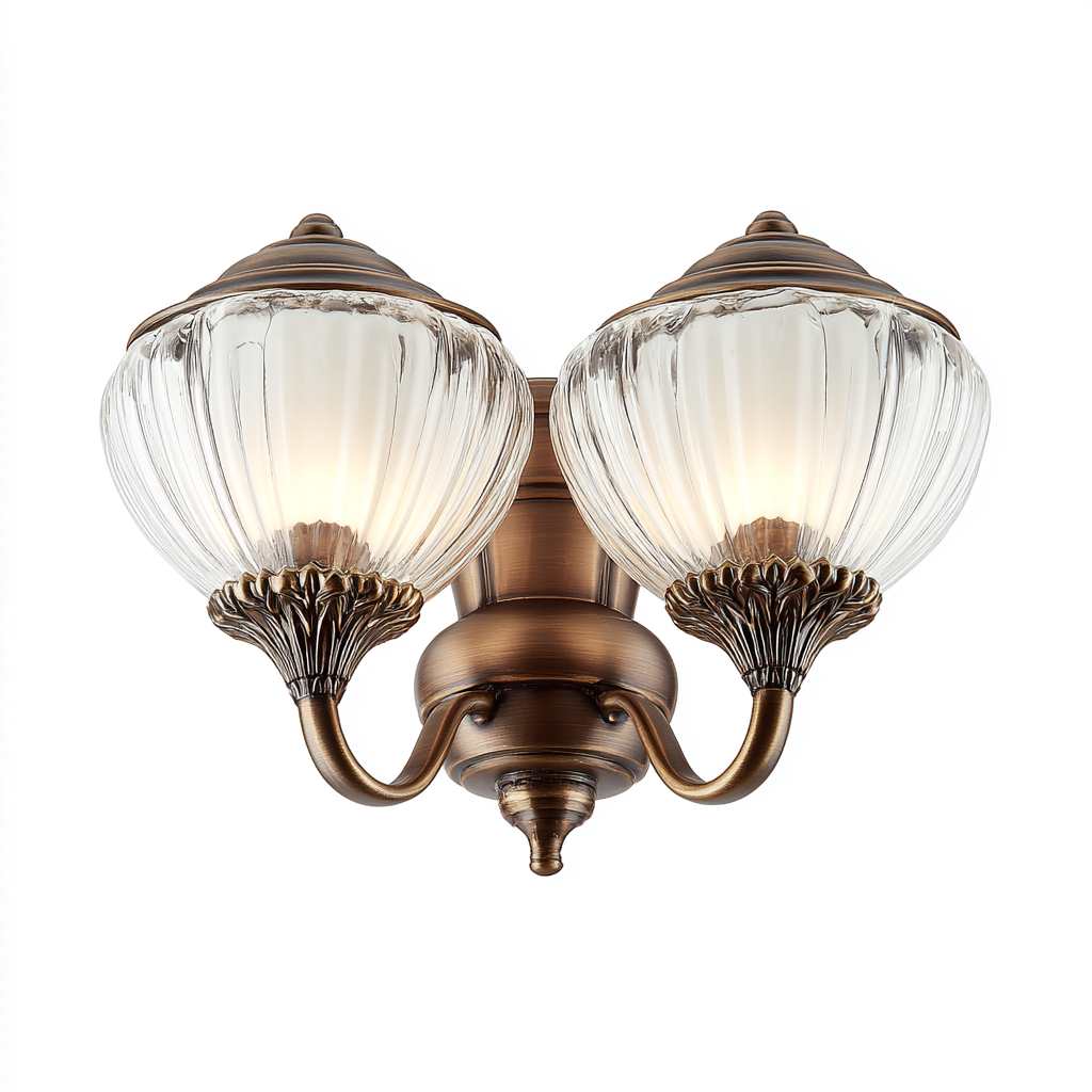 Lampada da soffitto in metallo e vetro 34x34x27 cm - bronzo-trasparente - stile classico-Livingvo
