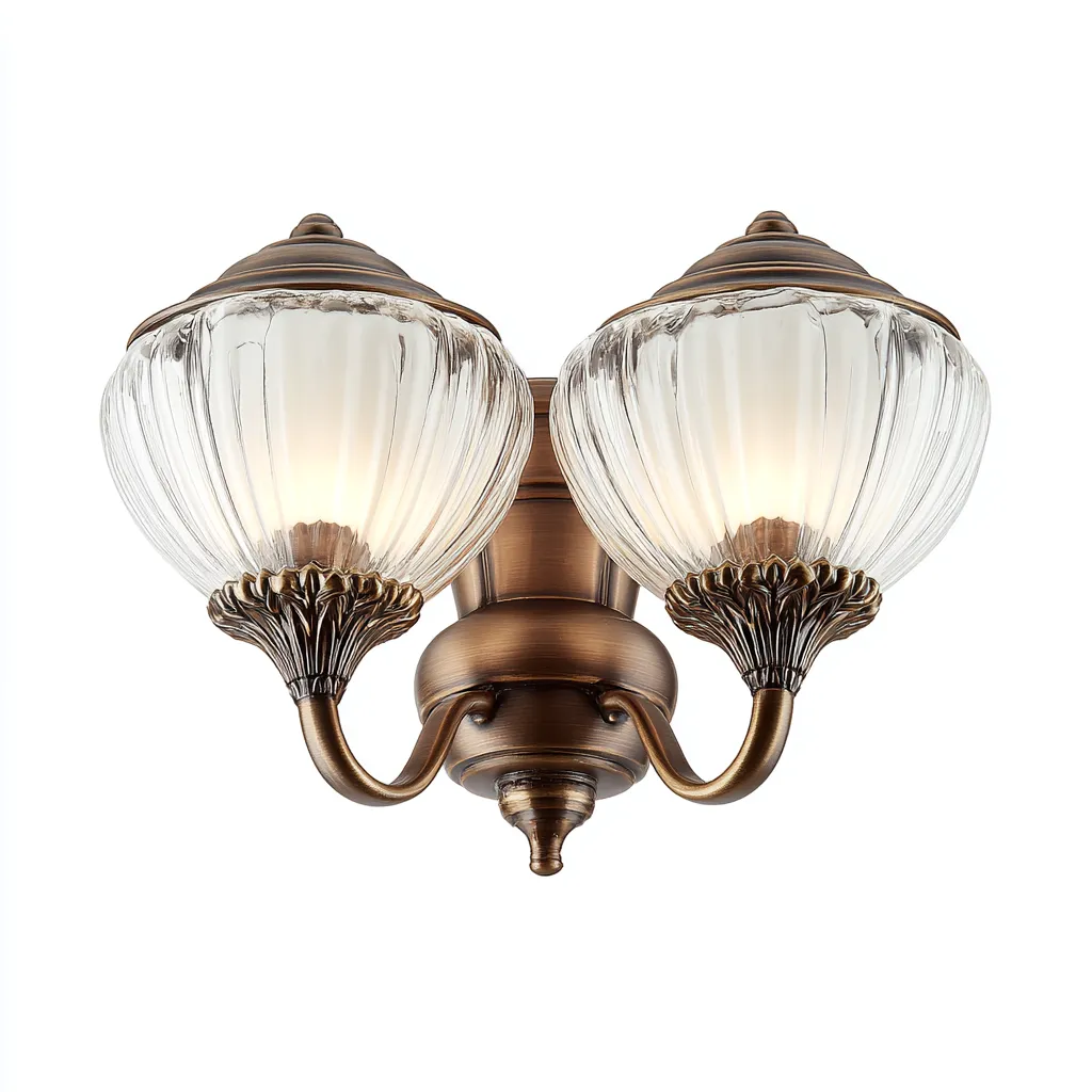 Lampada da soffitto in metallo e vetro 34x34x27 cm - bronzo-trasparente - stile classico-Livingvo