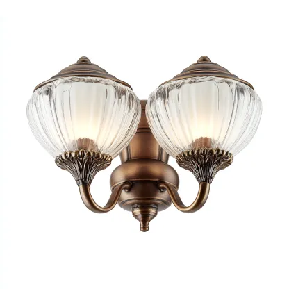 Lampada da soffitto in metallo e vetro 34x34x27 cm - bronzo-trasparente - stile classico-Livingvo