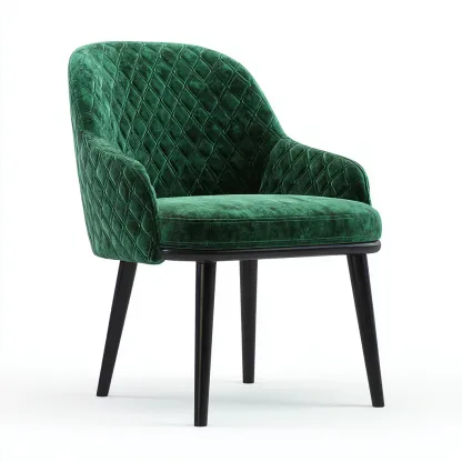 Sedia da pranzo - velluto trapuntato con gambe in legno - 52x56x88 cm - verde - uso interno - design moderno-Livingvo