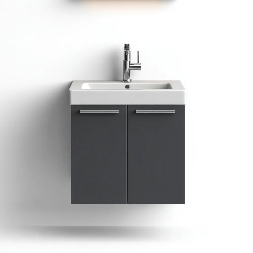 Mobile lavabo legno-metallo 55x40x50 cm - grigio-bianco - design moderno-Livingvo