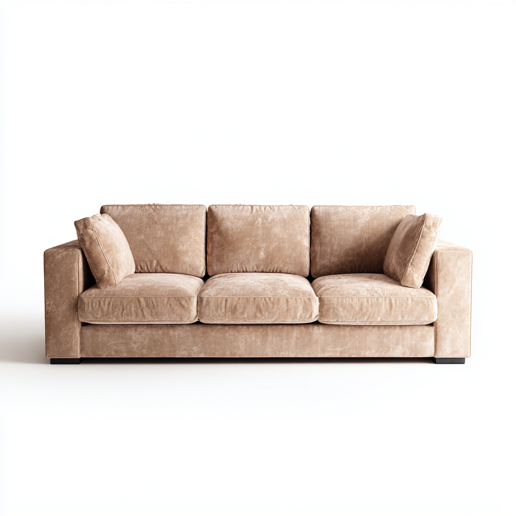 Divano lineare tessuto 228x94x86 cm - beige - adatto al soggiorno - design moderno-Livingvo