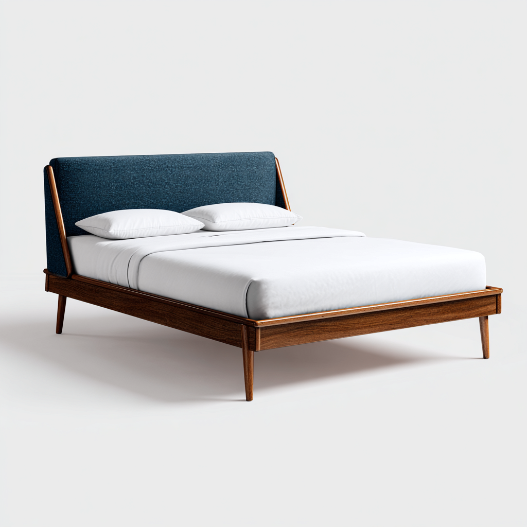Letto matrimoniale legno-tessuto 209x159x110 cm - blu - design moderno-Livingvo