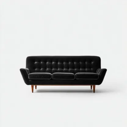 Divano lineare velluto 218x85x82 cm - nero - adatto al soggiorno - design mid-century-Livingvo