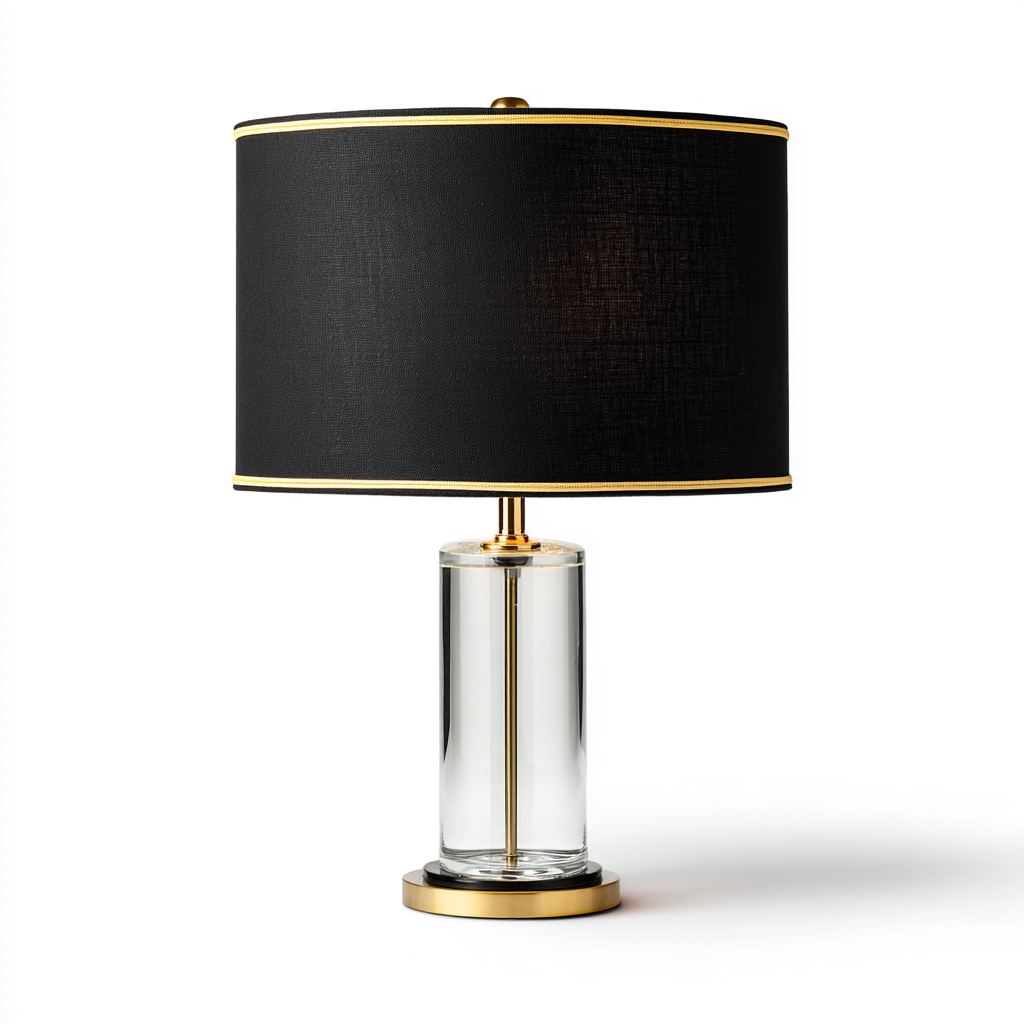 Lampada da tavolo in metallo e vetro 30x30x50 cm - nero-oro - stile moderno-Livingvo