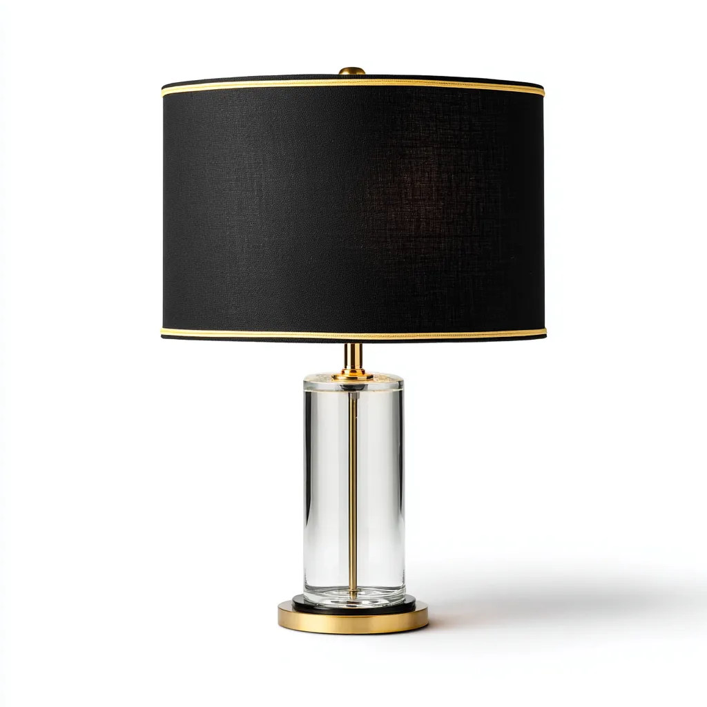 Lampada da tavolo in metallo e vetro 30x30x50 cm - nero-oro - stile moderno-Livingvo