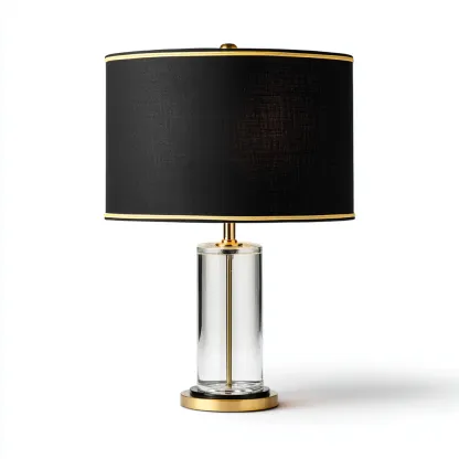 Lampada da tavolo in metallo e vetro 30x30x50 cm - nero-oro - stile moderno-Livingvo