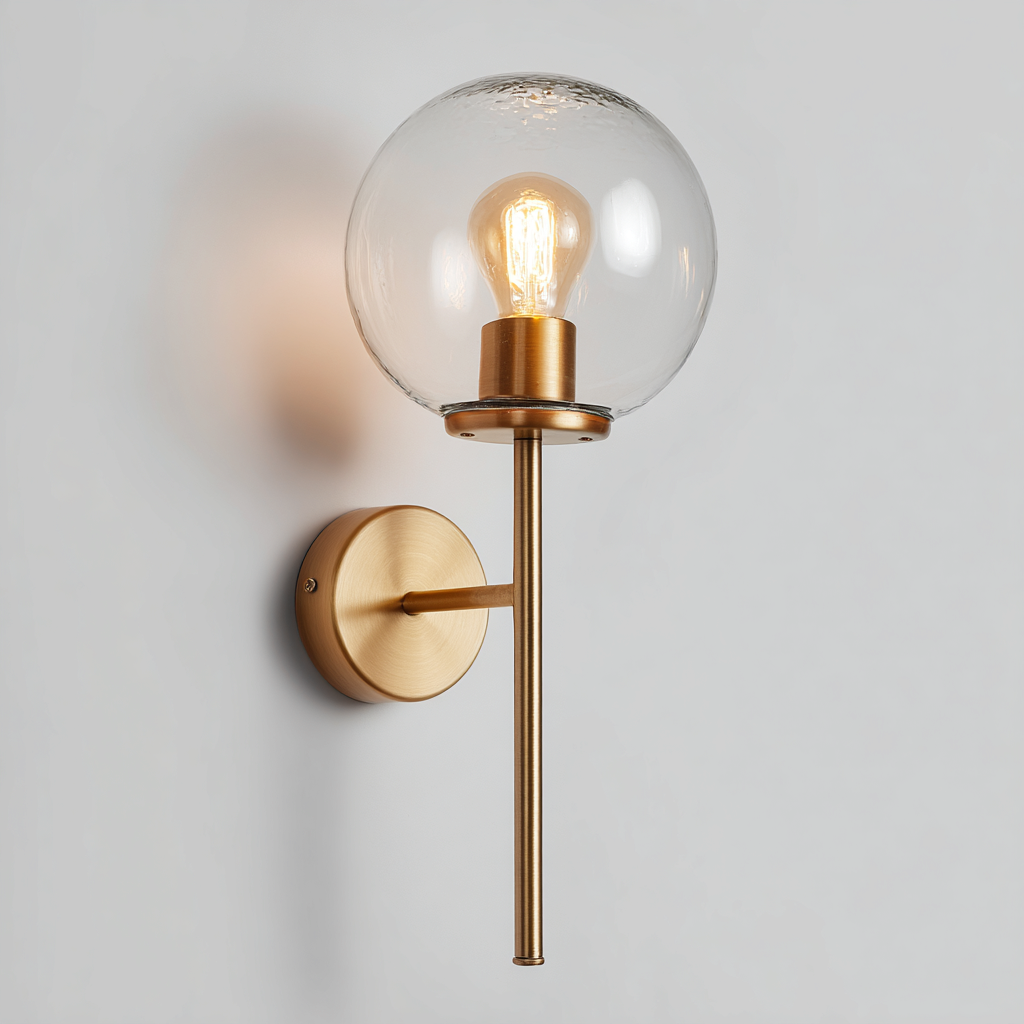 Applique metallo+vetro 32x18x40 cm - ottone-trasparente - design moderno-Livingvo