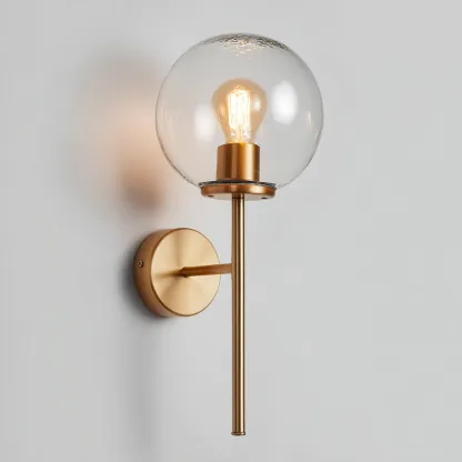 Applique metallo+vetro 32x18x40 cm - ottone-trasparente - design moderno-Livingvo