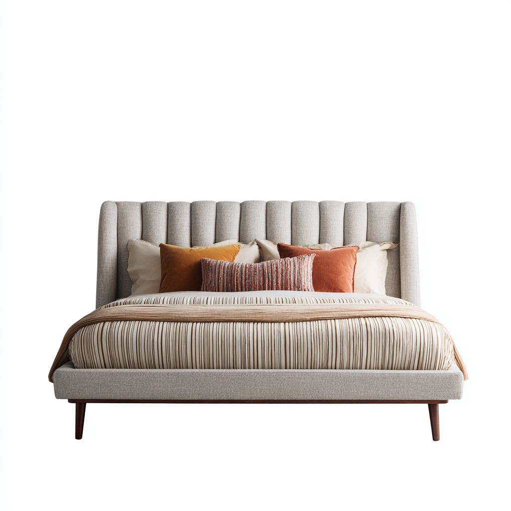 Letto matrimoniale legno-tessuto 216x166x119 cm - beige - design moderno-Livingvo
