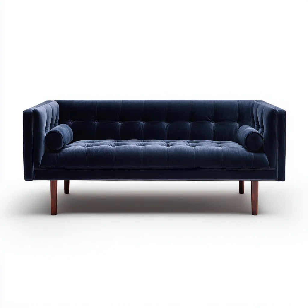 Divano lineare velluto 200x80x78 cm - blu scuro - adatto al soggiorno - design moderno-Livingvo