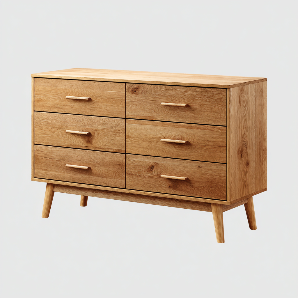 Cassettiera - legno massello - 120x43 cm - legno naturale - stile scandinavo-Livingvo