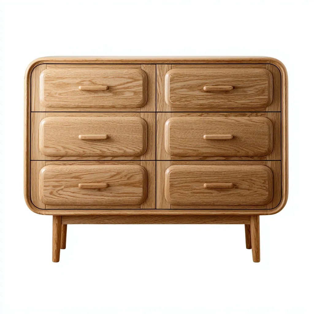 Cassettiera - legno massello - 110x42 cm - rovereNaturale - design arrotondato-Livingvo