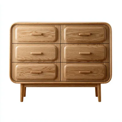 Cassettiera - legno massello - 110x42 cm - rovereNaturale - design arrotondato-Livingvo