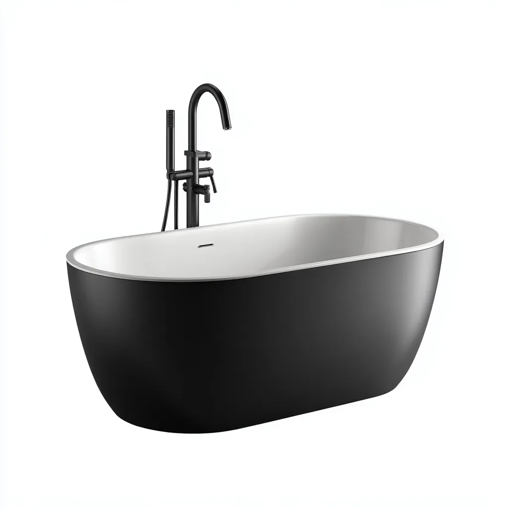 Vasca da bagno acrilico 170x80x58 cm nero-bianco - design moderno-Livingvo