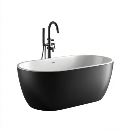 Vasca da bagno acrilico 170x80x58 cm nero-bianco - design moderno-Livingvo