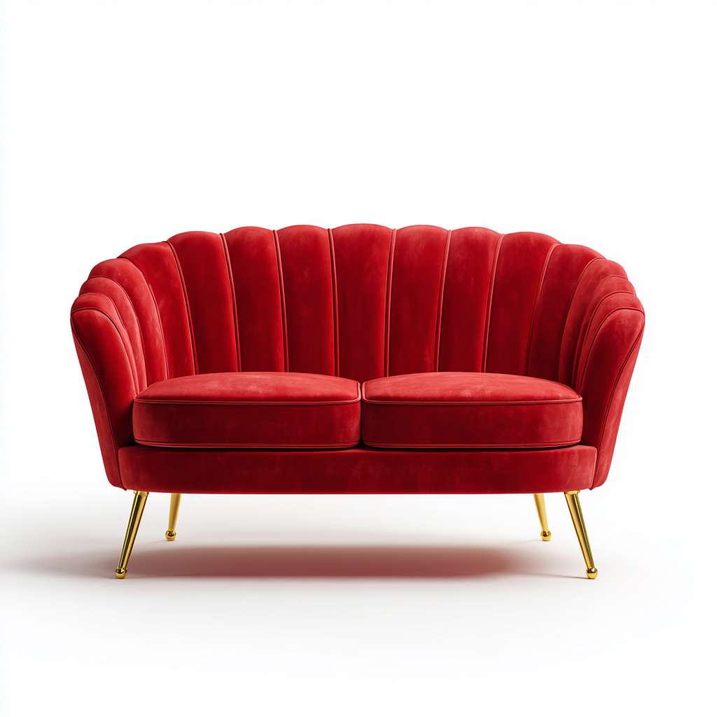 Divano 2 posti velluto 150x82x90 cm - rosso - adatto al soggiorno - design elegante-Livingvo