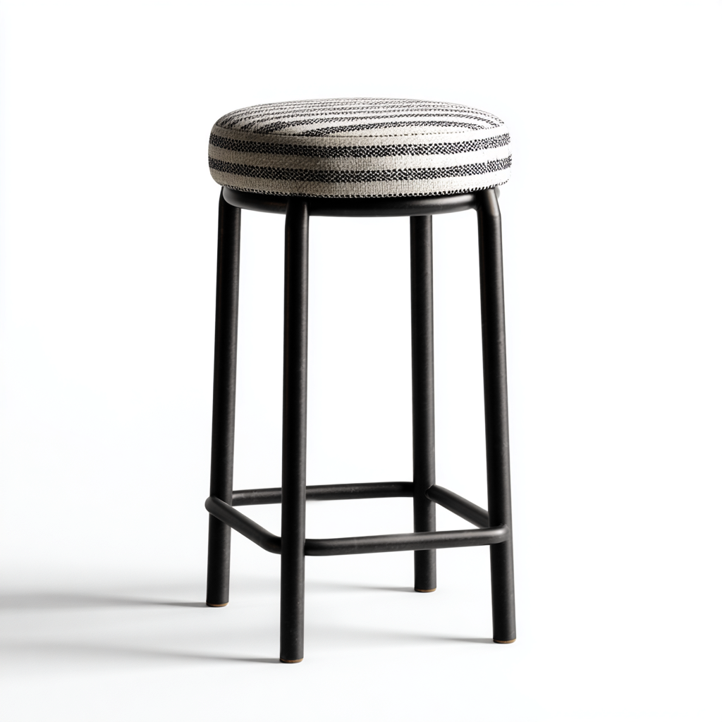 Sgabello da bar - metallo e tessuto - 35x35x75 cm - nero - design moderno-Livingvo